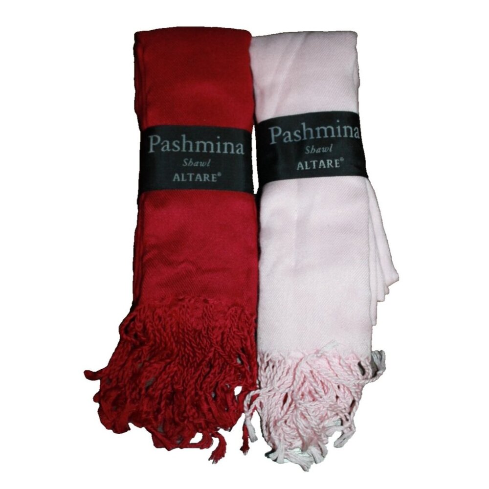 Altare Pashmina Shawl 60x180cm Lot of 2 Deep Berry Pink & Light Pink  NEW